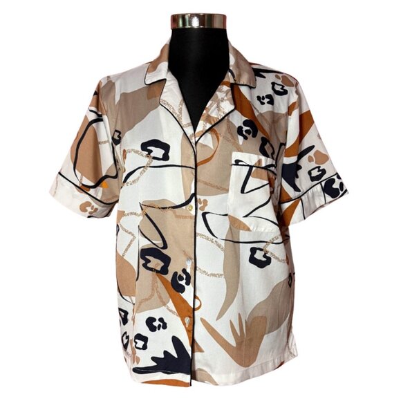 Rachel Zoe Abstract Print Flowy Button Down Blouse Women's M - Picture 1 of 3